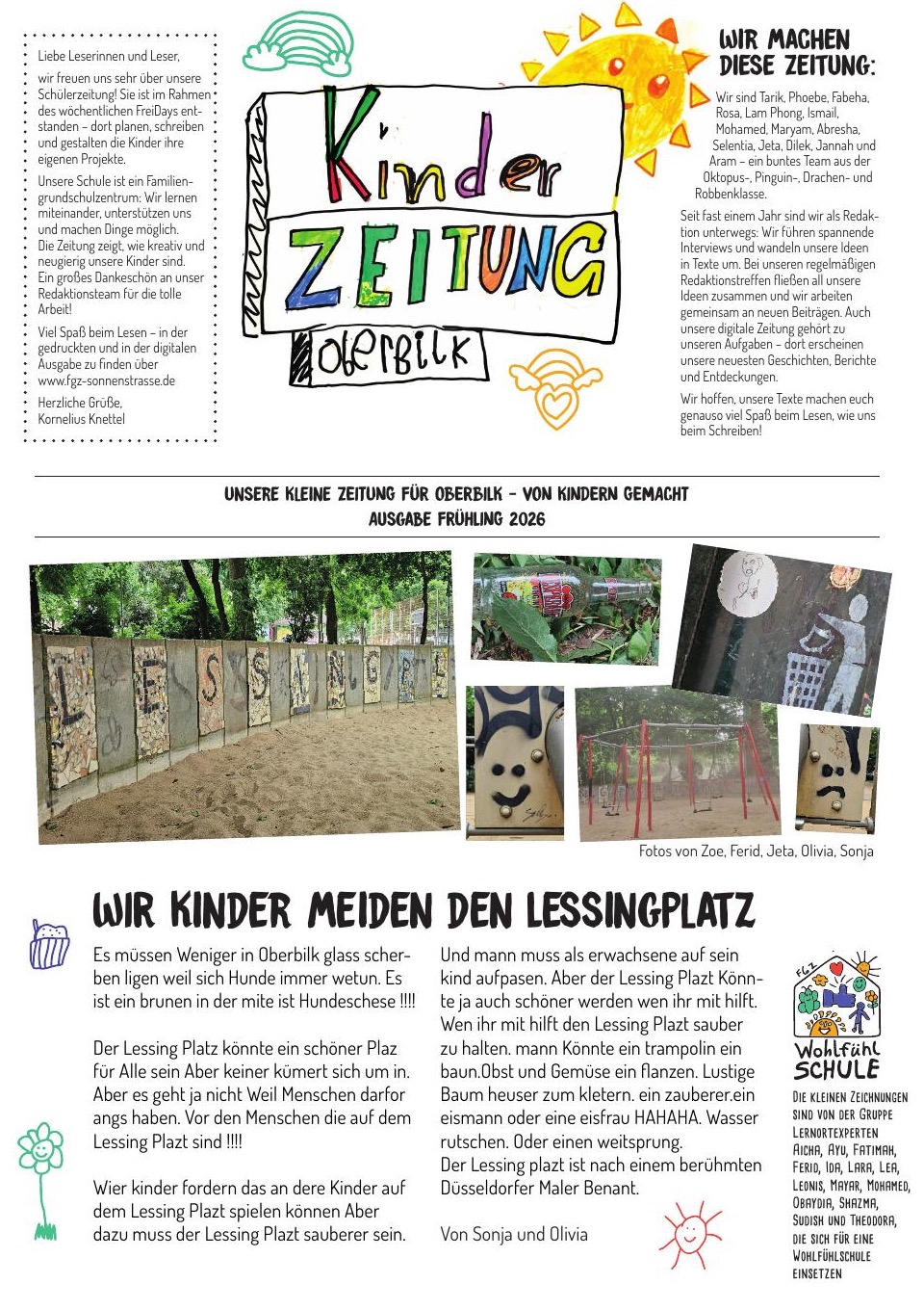 Titelseite der Kinderzeitung Oberbilk, Ausgabe Frühling 2026